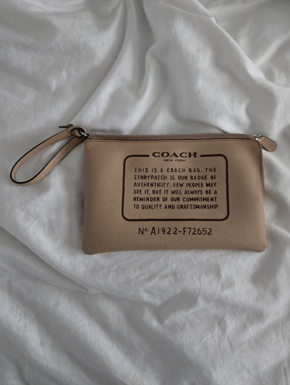 Coach Leather Wristlet Pouch in Taupe